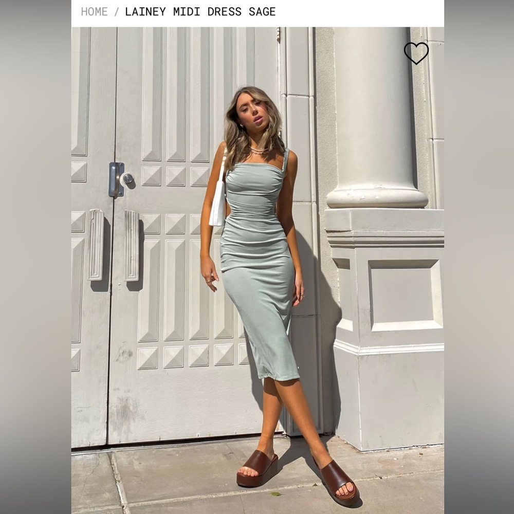 Lainey Midi Dress Sage - size 4